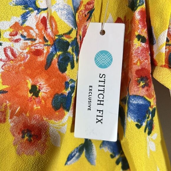 ANTHROPOLOGIE BY STATUS STITCH FIX FLORAL TOP YELLOW COMBO NWT LARGE - Picture 3 of 3